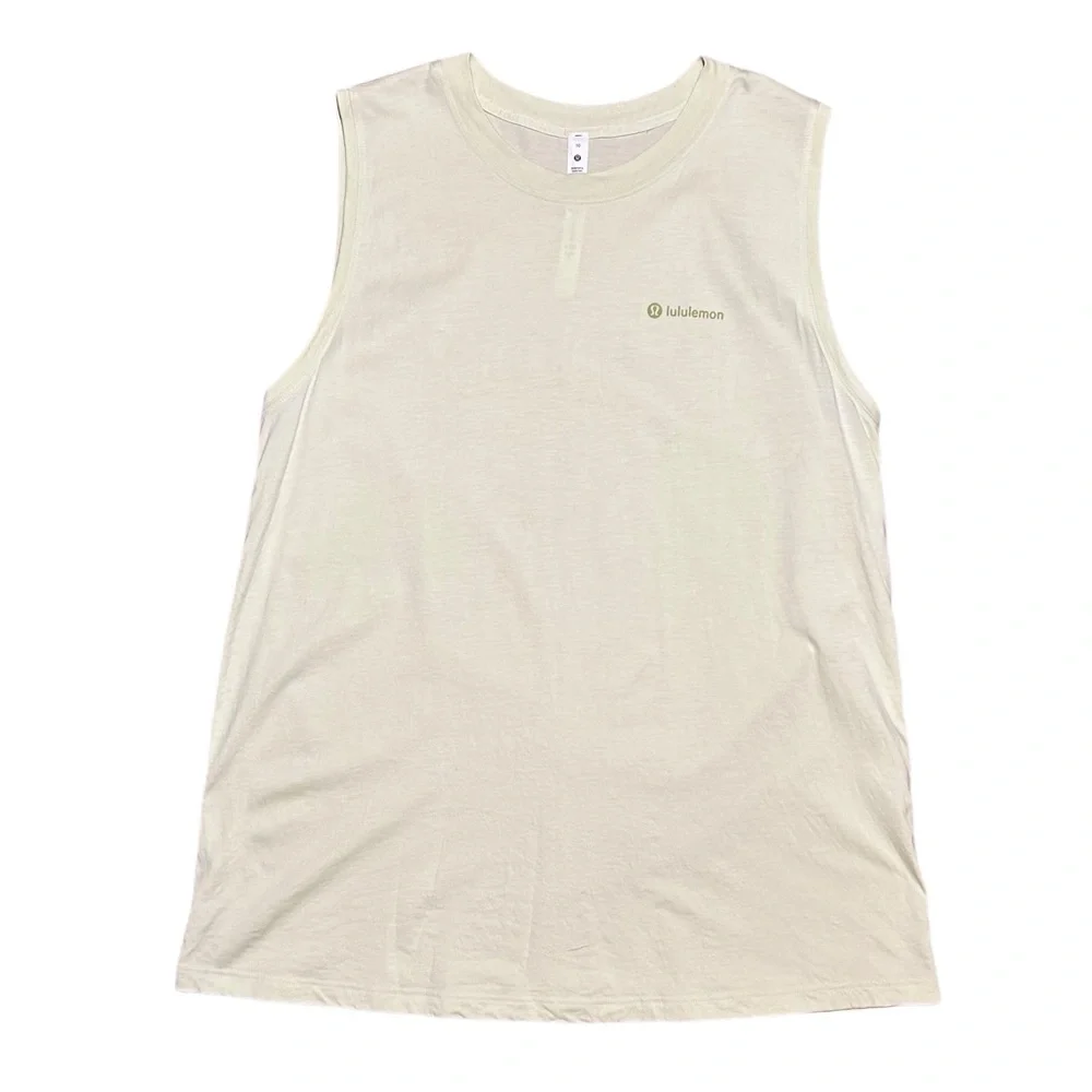 Lululemon All Yours Graphic Tank Dewy Pale Yellow Sleeveless Top Size 10
